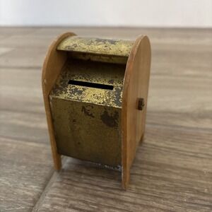 Vintage Brass/wood Mailbox Bank‎